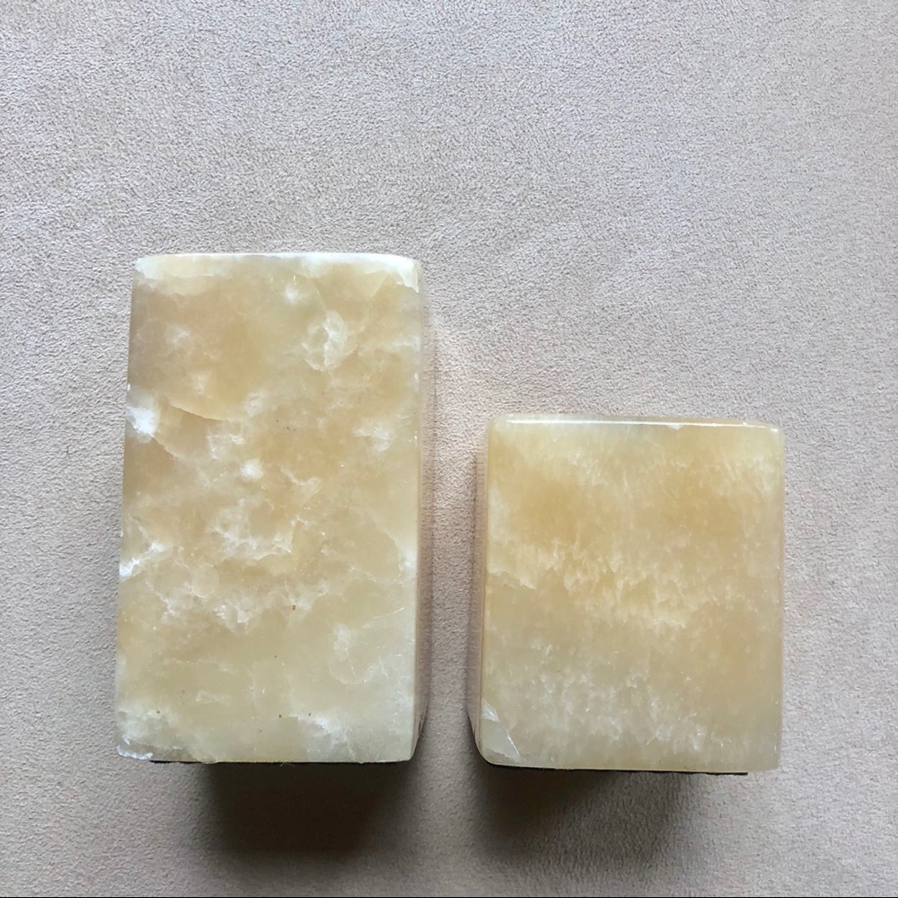 Vintage Alabaster Stone Marble Look Candle Holders